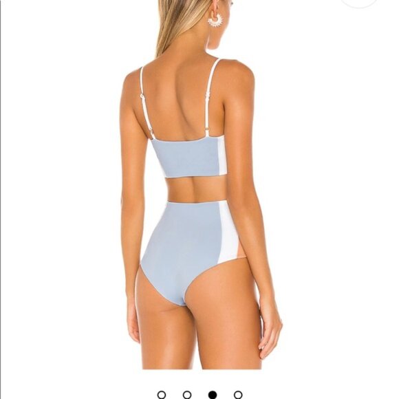 L*SPACE Rebel Heart Bikini Top in River & White & Cantaloupe - Picture 3 of 5